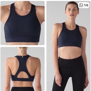 lululemon athletica pace perfect Classic Black Sports Bra with cellphone pocket